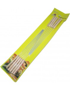 Pinchos Brochete De Metal Con Mango De Madera X 10 Unidades En Blister Pp0189