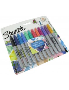 Marcador Sharpie  Tropical  Fino X 12 Unid +tarjetas  Blister 2102503