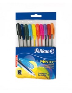 Boligrafos X10 Pelikan Pointec Col.surt.bolsa